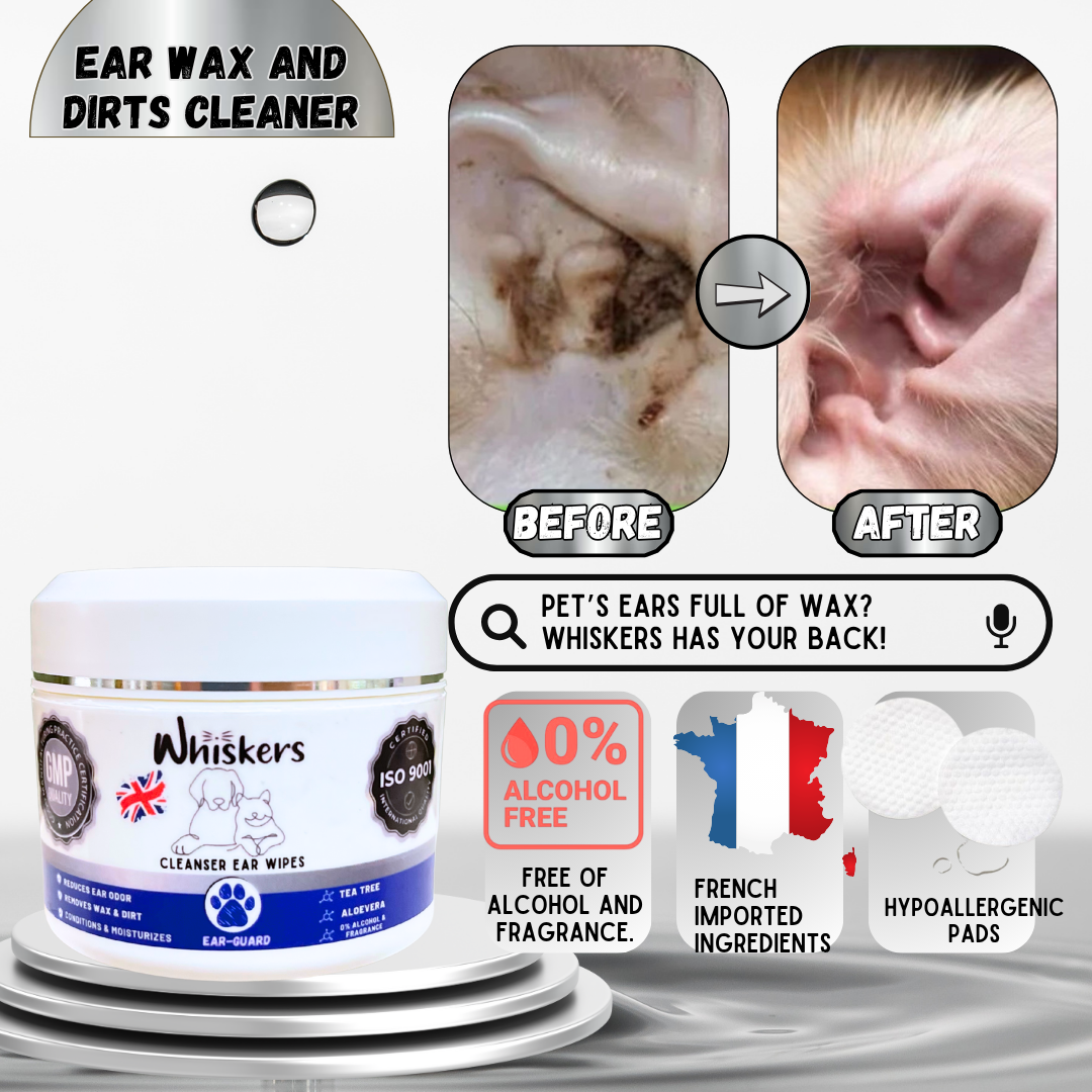 Whiskers Ear Cleanser Wipes for Dogs & Cats