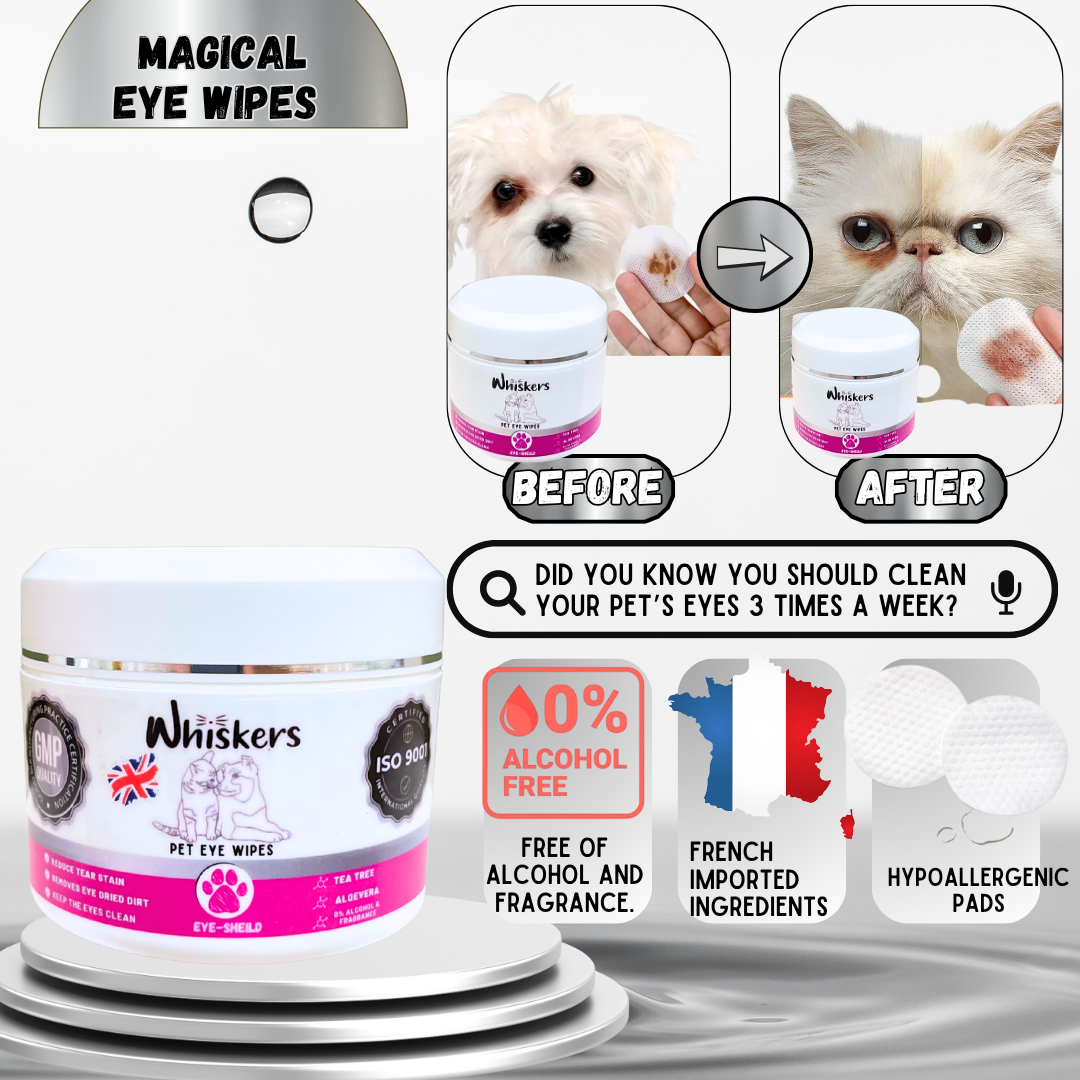 Whiskers Eye Wipes – Tear Stain Care for Dogs & Cats