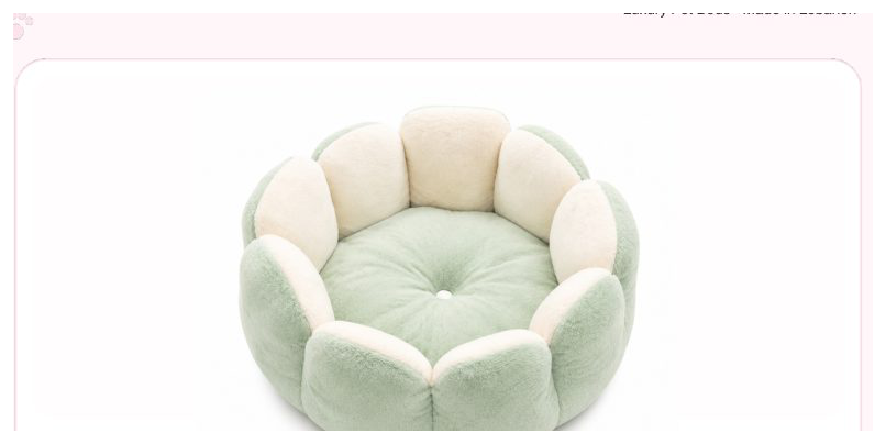 Pink Paw Flower Comfort Bed in sage
