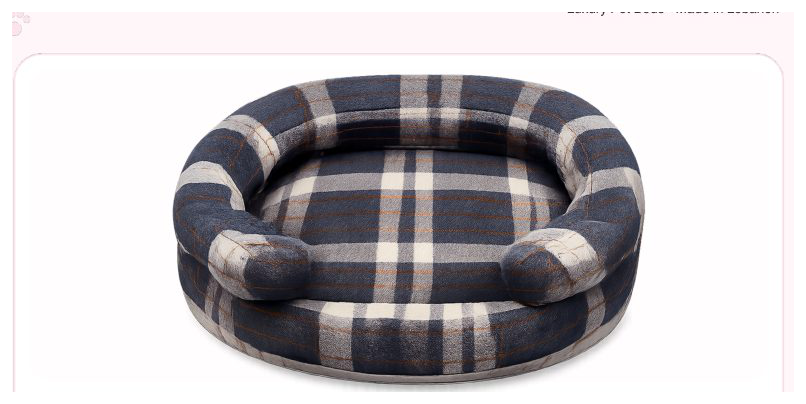 Pink Paw Curve Cat Bed in plaid