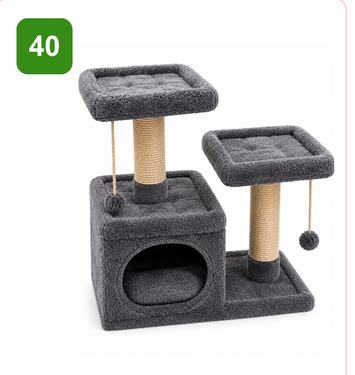 Pink Paw Cat Tree CT40 – twin-platform condo