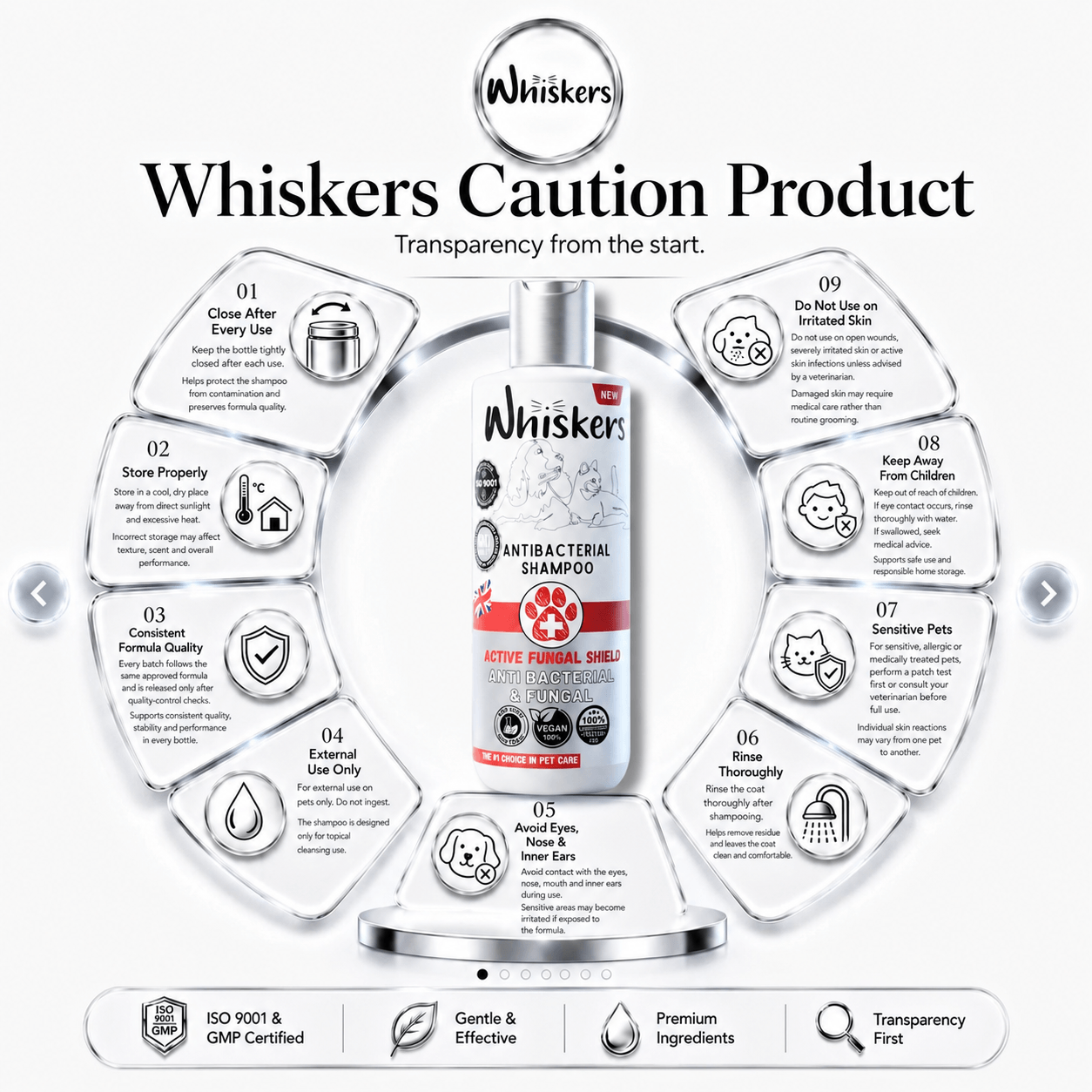 Whiskers Pet Shampoo – Fungal Care Formula for Dogs & Cats 450 ML