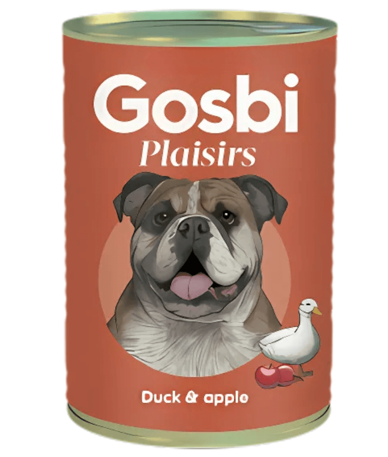 Gosbi - Plaisirs, Grain-Free Duck & Apple Adult Complementary Wet Dog Food, High EnergyContent, All-Natural For Active Dogs 150g-400g