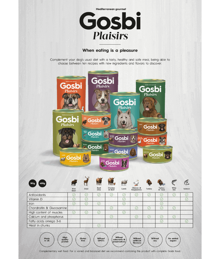 Gosbi - Plaisirs, Grain-Free Deer Complementary Wet Dog Food, Hypoallergenic, Monoprotein, All-Natural For Puppies & Adult Dogs - 150 g