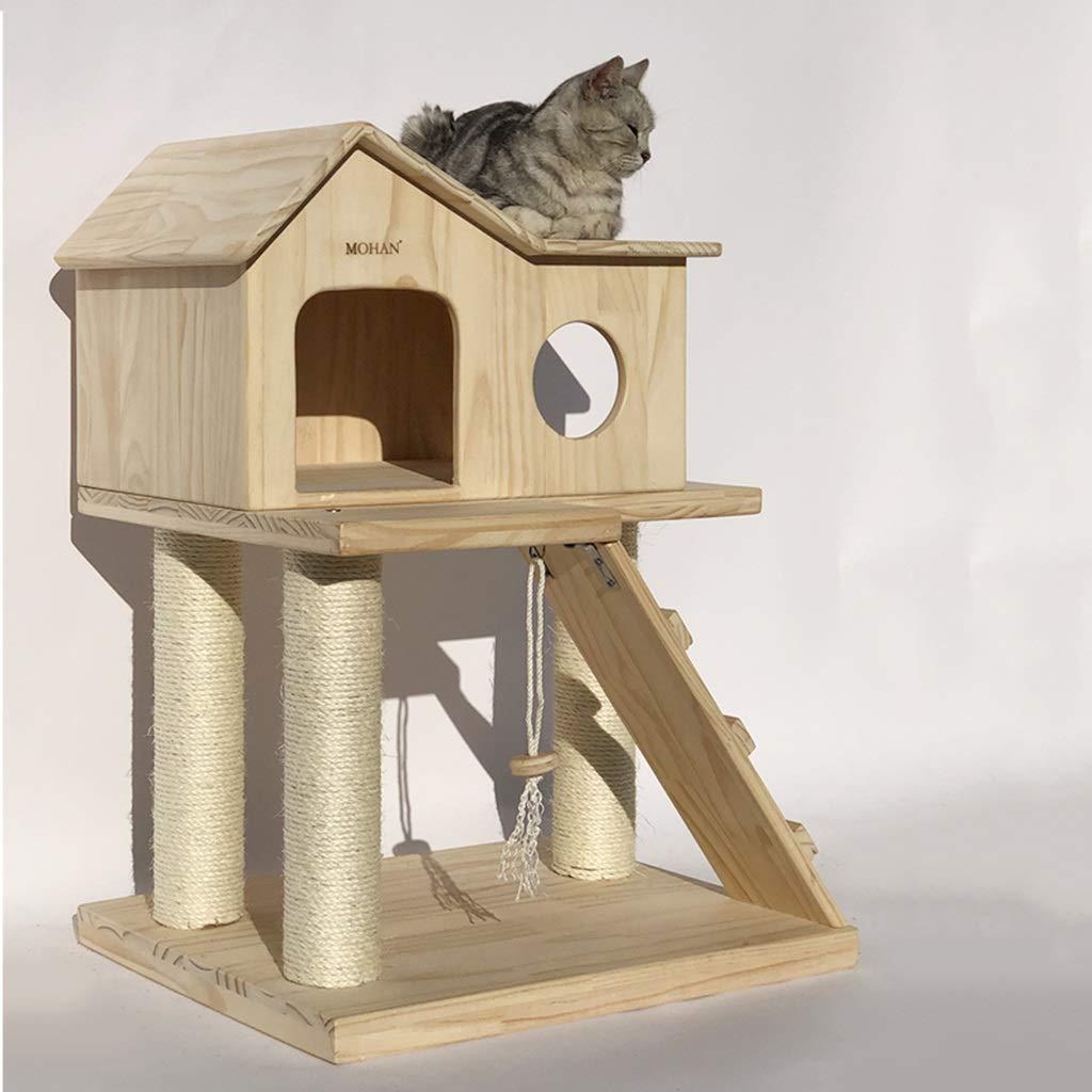 Wooden Cat House Tower with Ladder