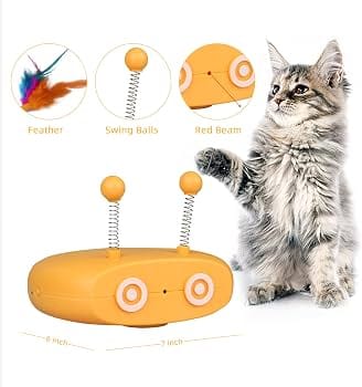 Electronic Cat Toy with Feather, Swing Ball & Red Beam