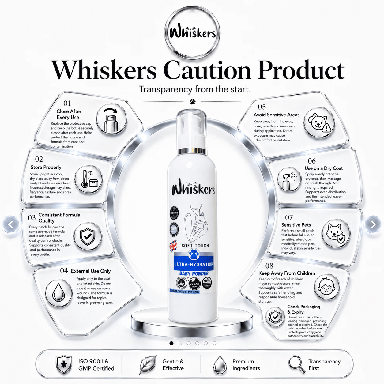 Whiskers Soft Touch Spray – Baby Powder for Dogs & Cats