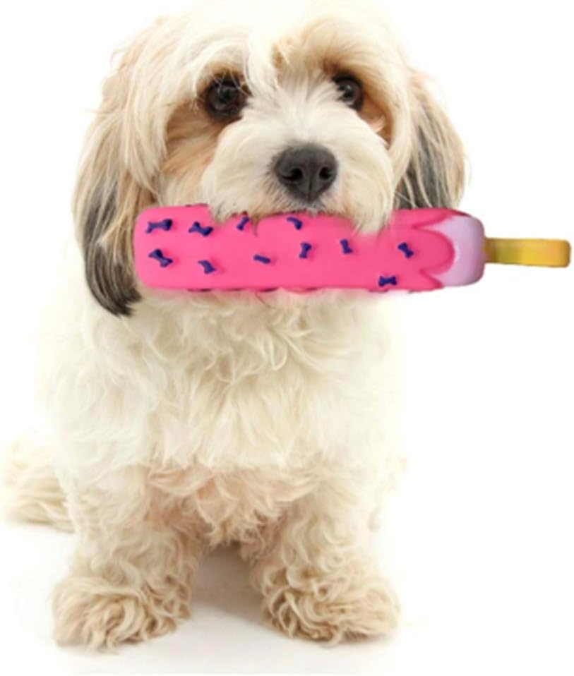 1 Pack Dogs Squeaky Toys Rubber Ice Cream Puppy Dog Chewing Toys