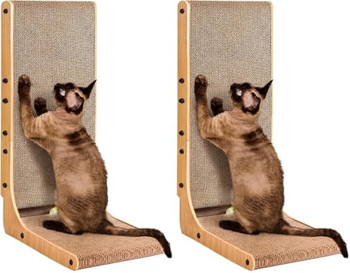 EHEYCIGA Cardboard Cat Scratcher for Indoor Cats, 26.8 Inch, Dark Brown