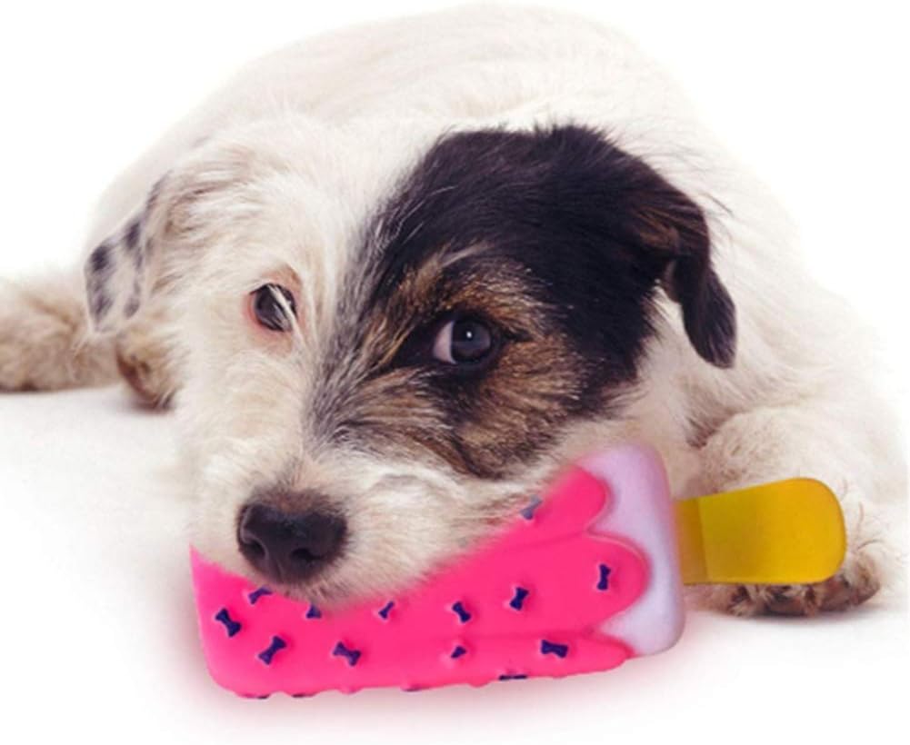 1 Pack Dogs Squeaky Toys Rubber Ice Cream Puppy Dog Chewing Toys