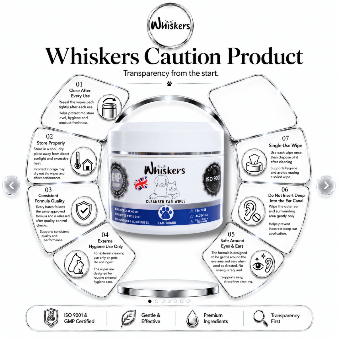 Whiskers Ear Cleanser Wipes for Dogs & Cats