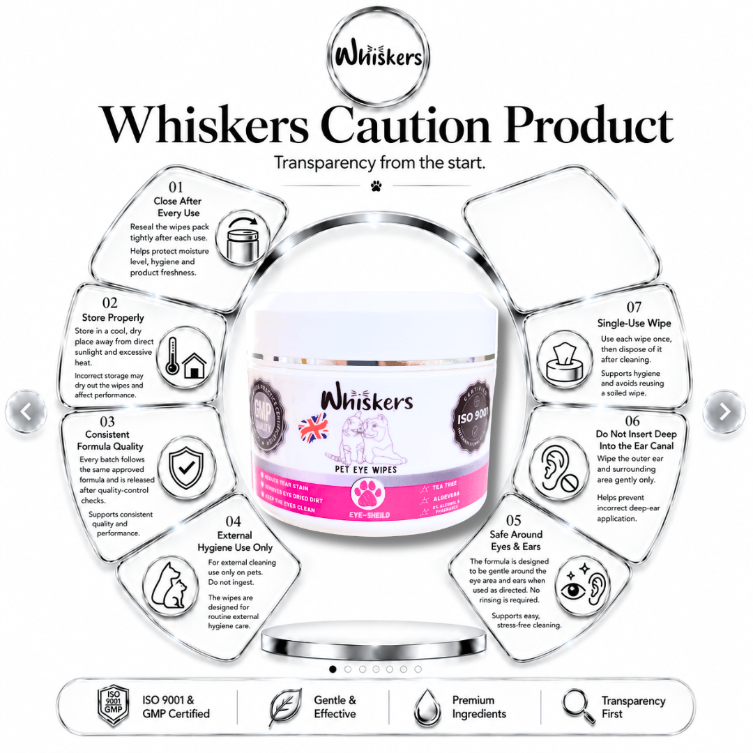 Whiskers Eye Wipes – Tear Stain Care for Dogs & Cats