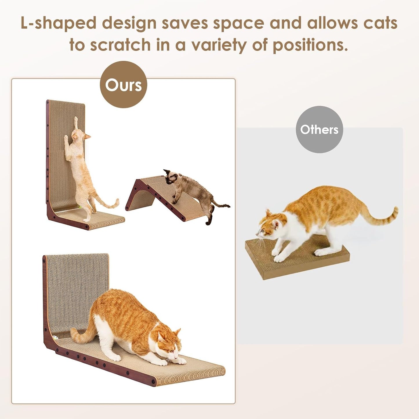 EHEYCIGA Cardboard Cat Scratcher for Indoor Cats, 26.8 Inch, Dark Brown