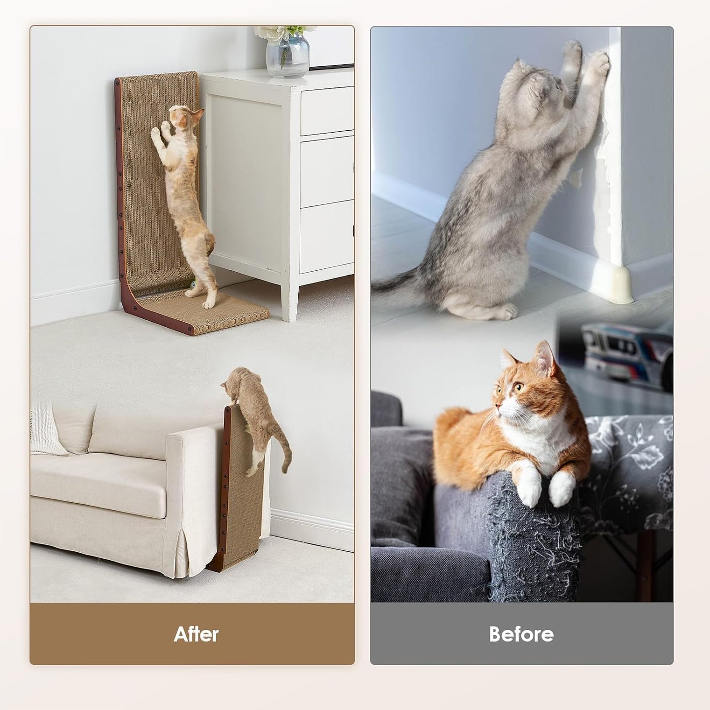 EHEYCIGA Cardboard Cat Scratcher for Indoor Cats, 26.8 Inch, Dark Brown