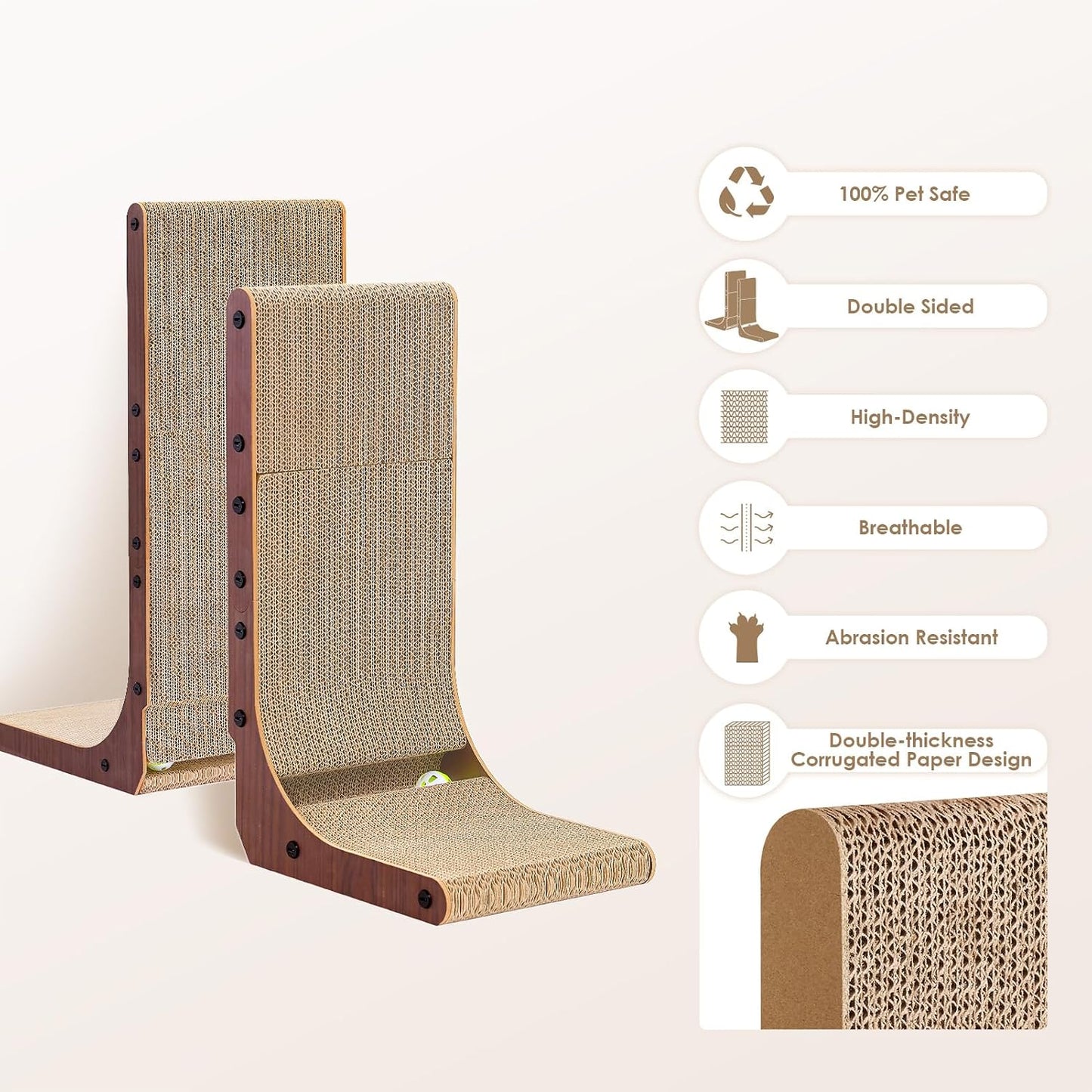 EHEYCIGA Cardboard Cat Scratcher for Indoor Cats, 26.8 Inch, Dark Brown