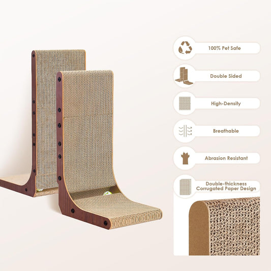 EHEYCIGA Cardboard Cat Scratcher for Indoor Cats, 26.8 Inch, Dark Brown