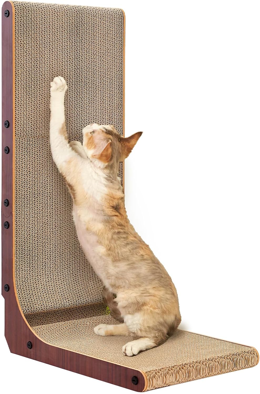 EHEYCIGA Cardboard Cat Scratcher for Indoor Cats, 26.8 Inch, Dark Brown