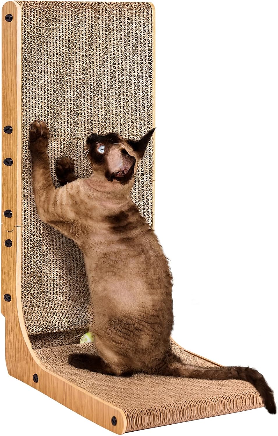 EHEYCIGA Cardboard Cat Scratcher for Indoor Cats, 26.8 Inch, Dark Brown
