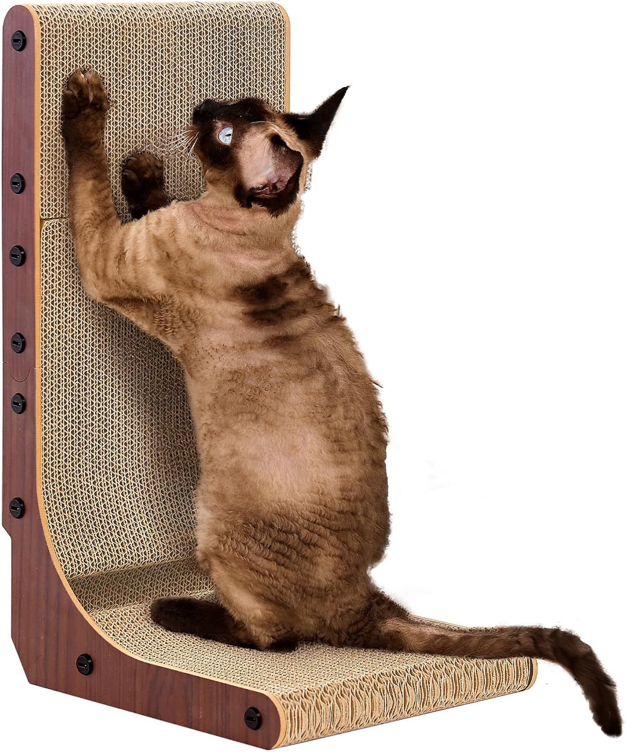 EHEYCIGA Cardboard Cat Scratcher for Indoor Cats, 26.8 Inch, Dark Brown