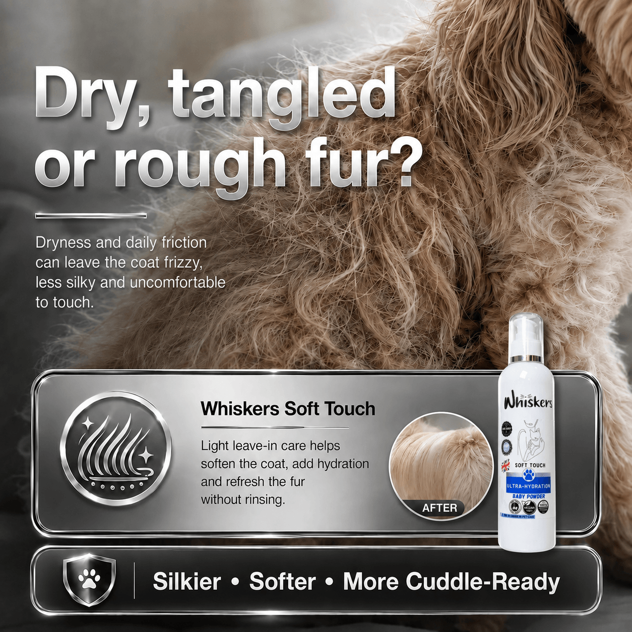 Whiskers Soft Touch Spray –  Baby Powder for Dogs & Cats