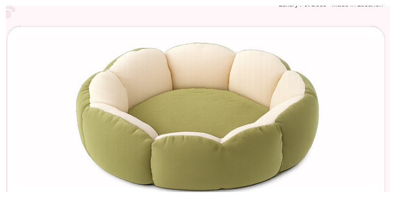 Pink Paw Flower Comfort Bed in olive