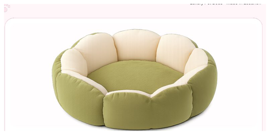 Pink Paw Flower Comfort Bed in olive