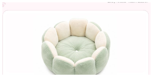 Pink Paw Flower Comfort Bed in sage