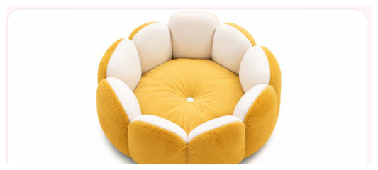 Pink Paw Flower Comfort Bed in mustard