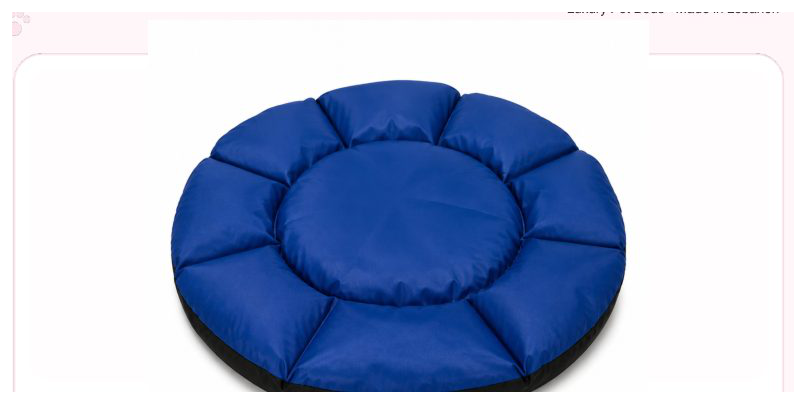 Pink Paw Round Bed in blue water-resistant fabric