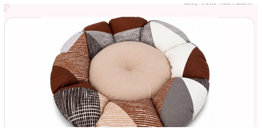 Pink Paw Round Bed in patchwork fabric