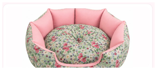 Pink Paw Coloured Bed in floral green and pink