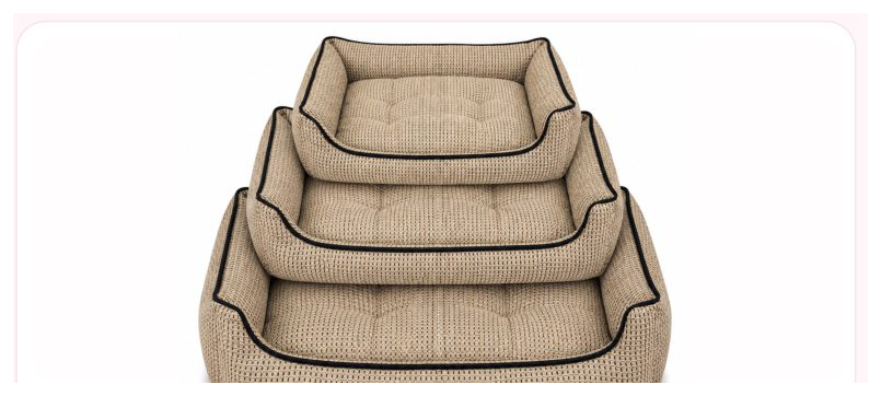 Pink Paw Textured Lounge Bed set of three in waffle beige