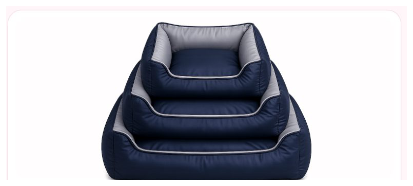 Pink Paw Waterproof Lounge Bed set of three in navy and grey