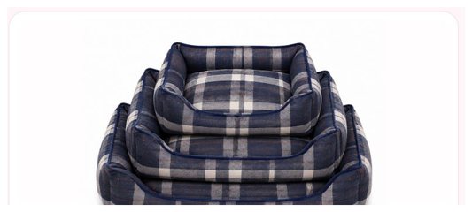 Pink Paw Lounge Bed set of three in navy plaid