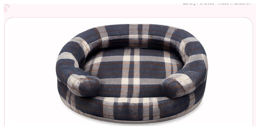 Pink Paw Curve Cat Bed in plaid