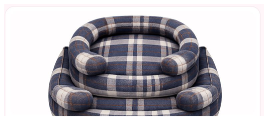 Pink Paw Curve Cat Bed set of three in plaid