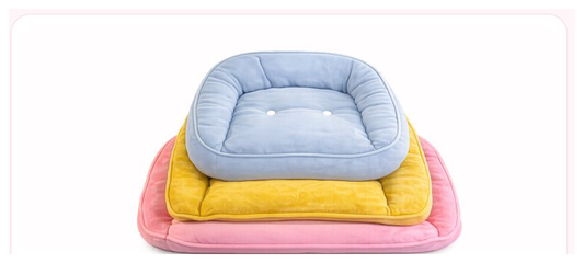 Pink Paw Coloured Bed set of three in pink, yellow and blue