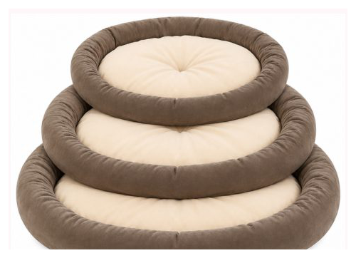 Pink Paw Oval Bed set of three in taupe
