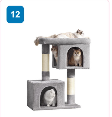 Pink Paw Cat Tree CT12 – double condo with bed