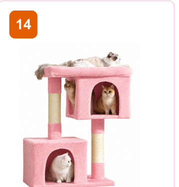 Pink Paw Cat Tree CT14 – double condo tower