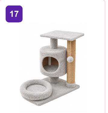 Pink Paw Cat Tree CT17 – condo with platform and bowl