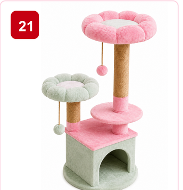 Pink Paw Cat Tree CT21 – flower tower with condo