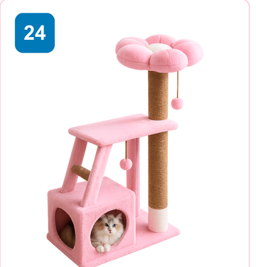 Pink Paw Cat Tree CT24 – flower condo tower