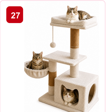 Pink Paw Cat Tree CT27 – condo with basket perch