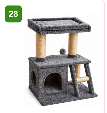 Pink Paw Cat Tree CT28 – condo with ramp