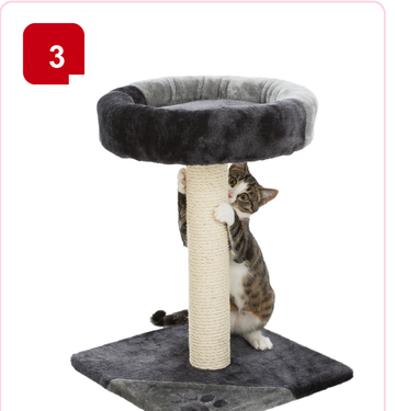 Pink Paw Cat Tree CT3 – scratching post with cushion top
