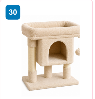Pink Paw Cat Tree CT30 – condo with bolster bed