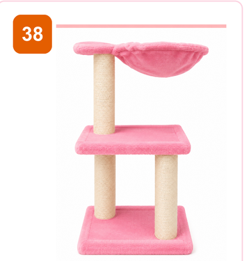 Pink Paw Cat Tree CT38 – 3-tier hammock tower