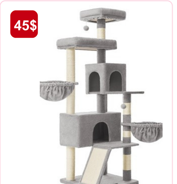 Pink Paw Cat Tree CT45 – XL condo and hammock tower