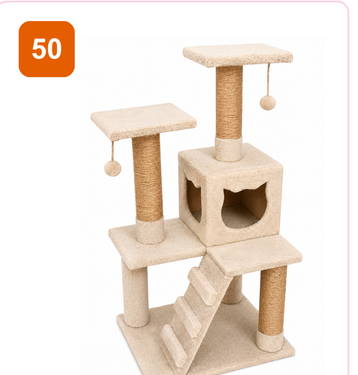Pink Paw Cat Tree CT50 – condo tower with steps